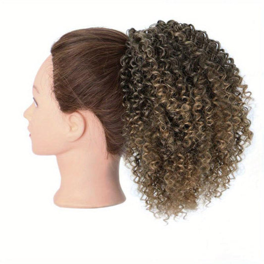 Kinky Curly Afro Drawstring Ponytail Extension 25.4cm Synthetic Hair