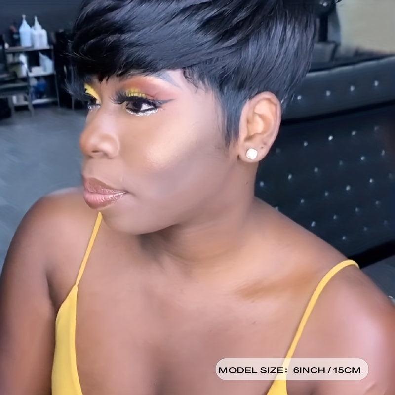 Short Afro Straight Pixie Cut Synthetic Wig for Daily Party