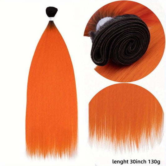 Synthetic Straight Hair Extension Bundles 28 cm Long Hairpiece Wig 130g