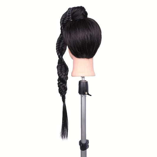 Long Braided Ponytail with Elastic Hair Rope for Daily Use and Parties
