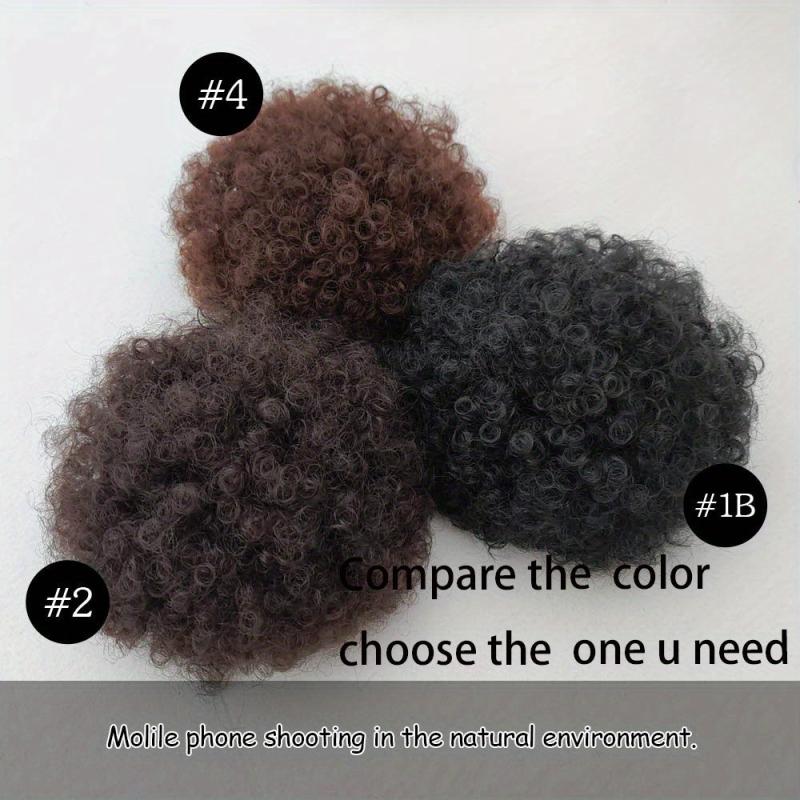 Afro Puff Drawstring Ponytail Kinky Curly Bun Human Hair