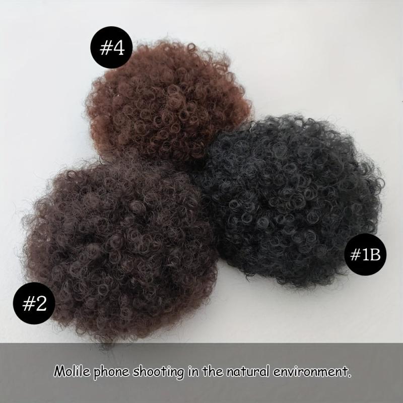 Afro Puff Drawstring Ponytail Kinky Curly Bun Human Hair