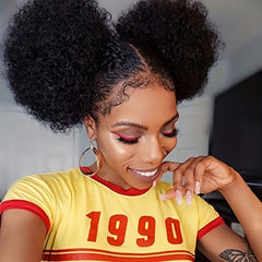 Afro Puff Drawstring Ponytail Kinky Curly Bun Human Hair