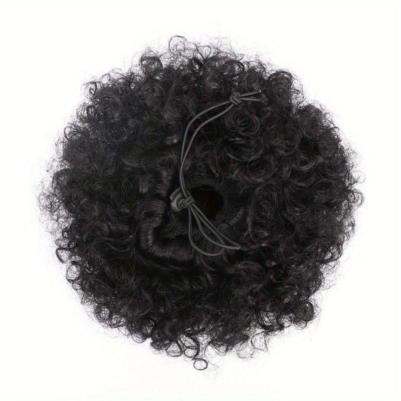 Afro Puff Drawstring Ponytail Kinky Curly Bun Human Hair
