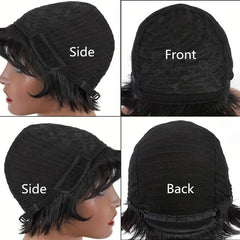 Short Human Hair Wigs Pixie Cut Wigs With Bangs