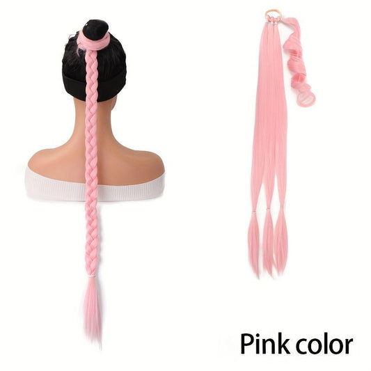Long Box Braids Ponytail Elastic Hair Rope Extensions