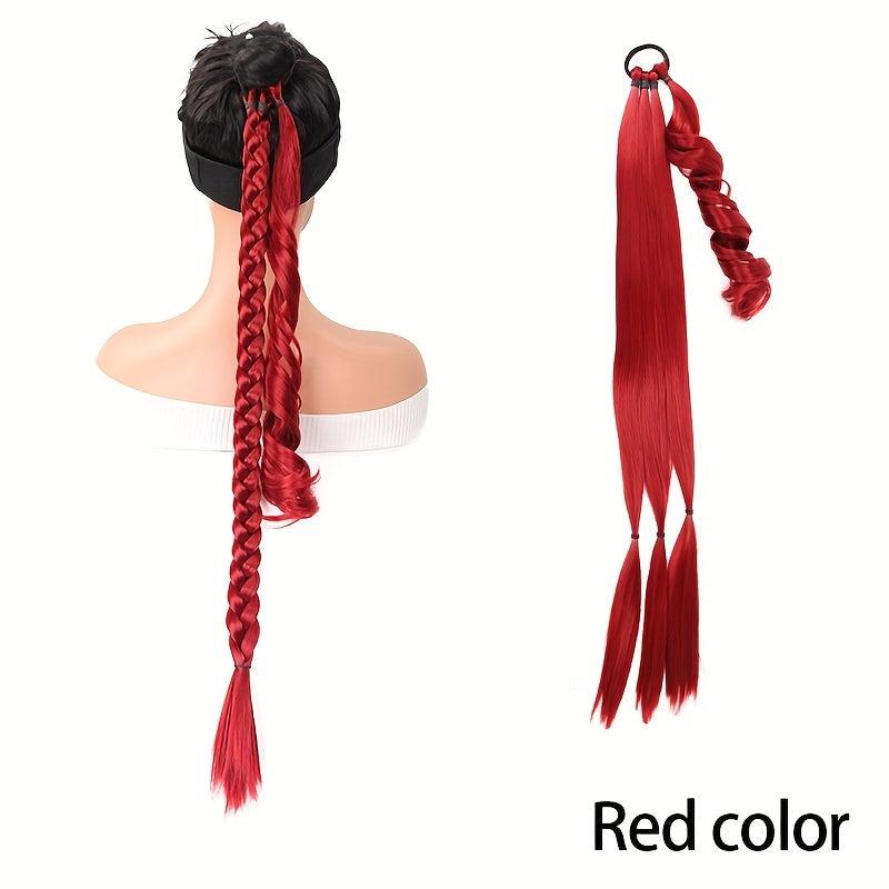 Long Box Braids Ponytail Elastic Hair Rope Extensions