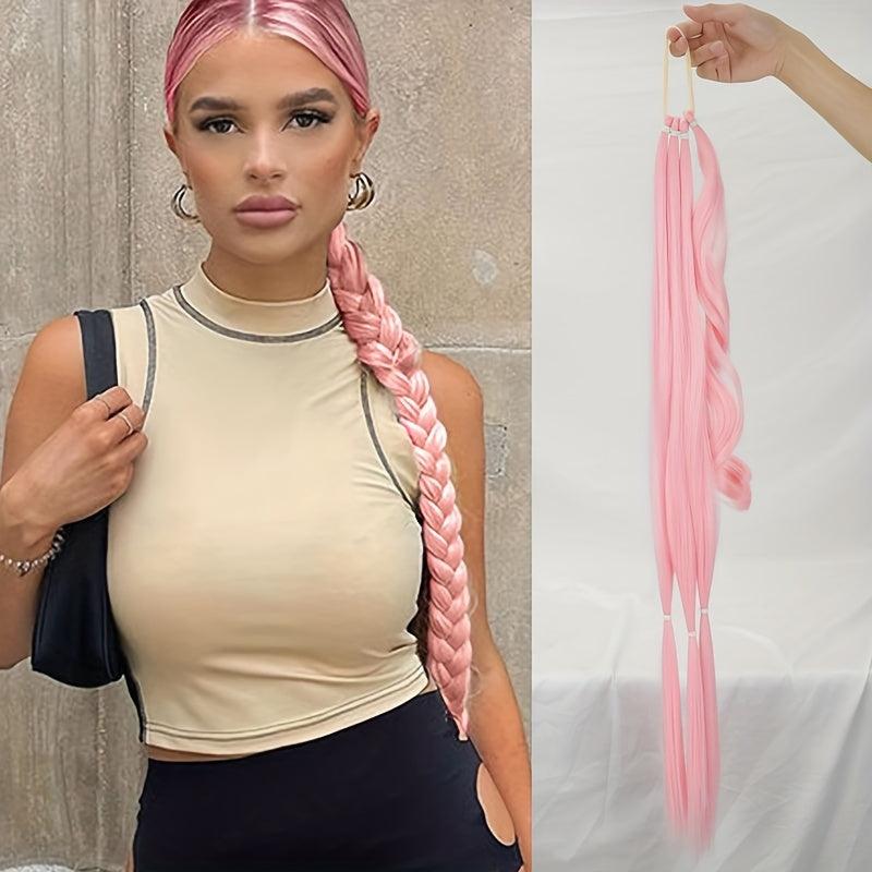 Long Box Braids Ponytail Elastic Hair Rope Extensions