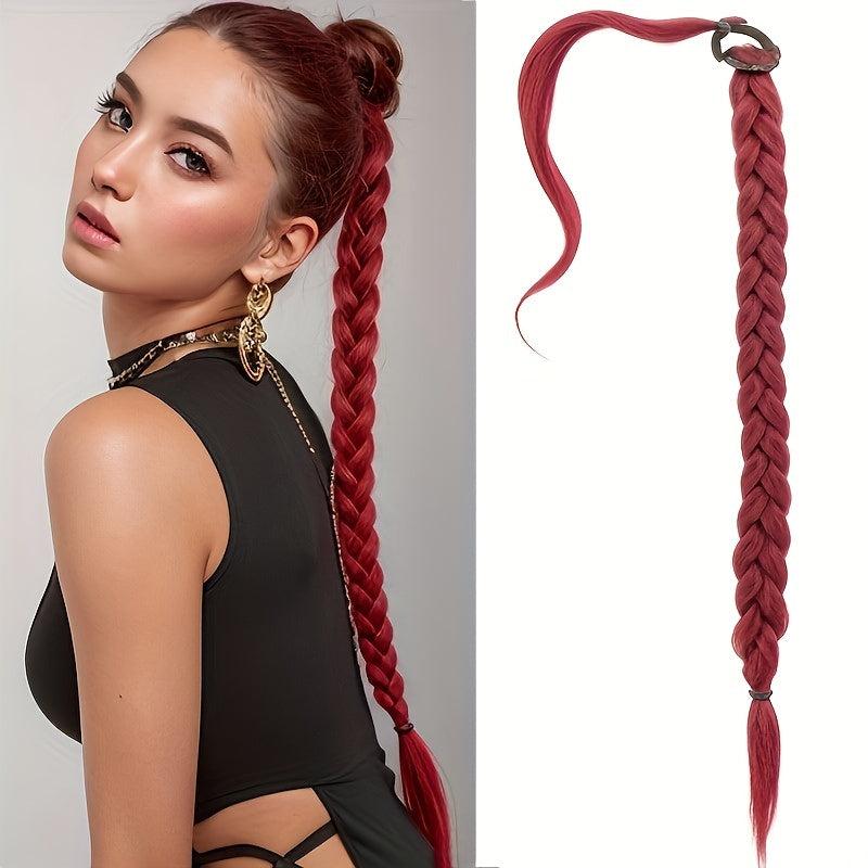 Long Box Braids Ponytail Elastic Hair Rope Extensions