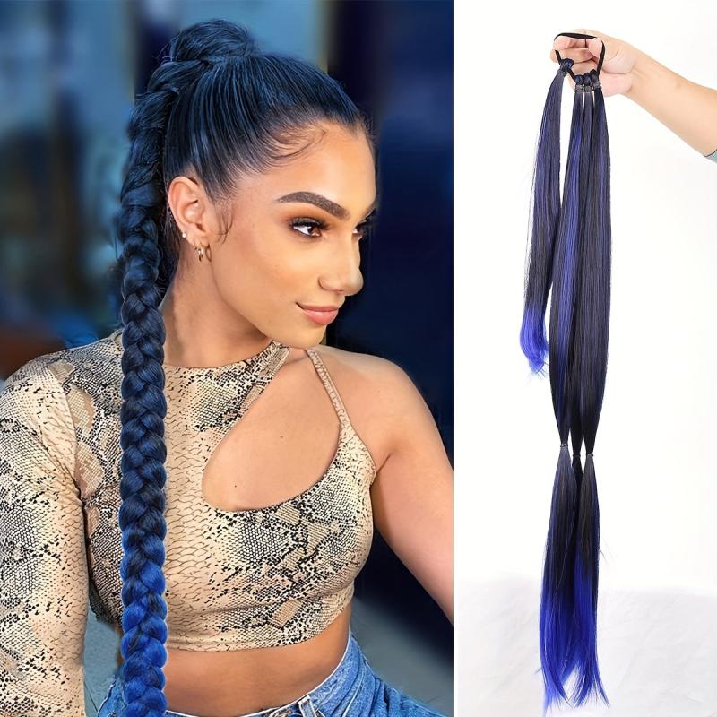 Long Box Braids Ponytail Elastic Hair Rope Extensions