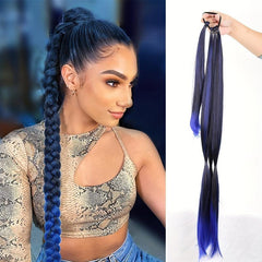 Long Box Braids Ponytail Elastic Hair Rope Extensions