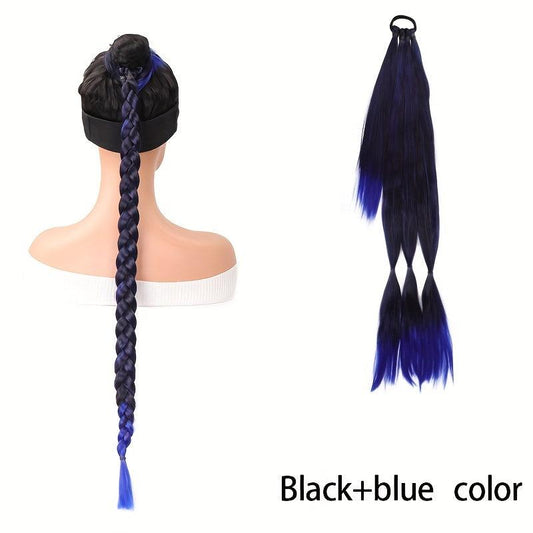 Long Box Braids Ponytail Elastic Hair Rope Extensions