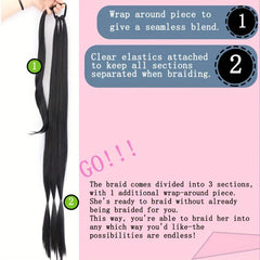 Long Braided Ponytail Extensions Synthetic Hair Pieces For Women