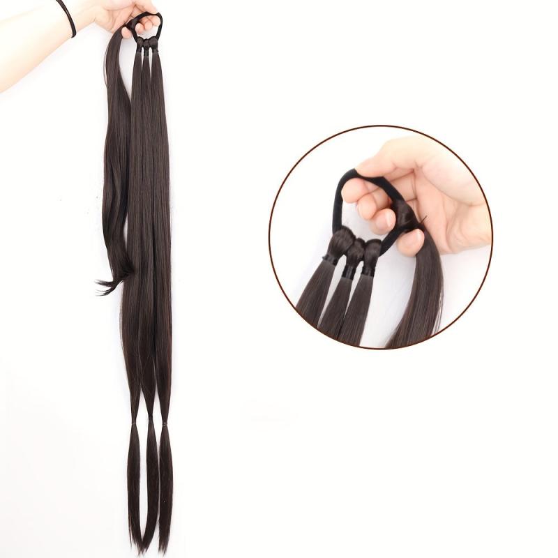 Long Braided Ponytail Extensions Synthetic Hair Pieces For Women