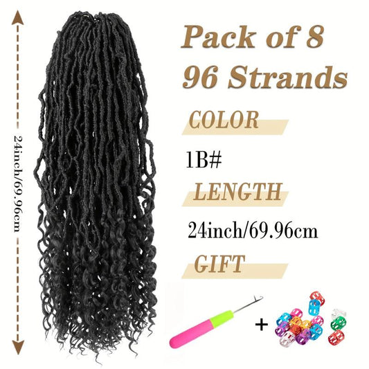 Goddess Faux Locs Crochet Hair 8 Packs 60-96cm Soft Locs Braids with Curly End