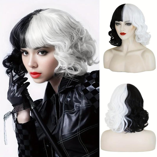 Short Wavy Bob Wig with Bangs for Halloween Cosplay