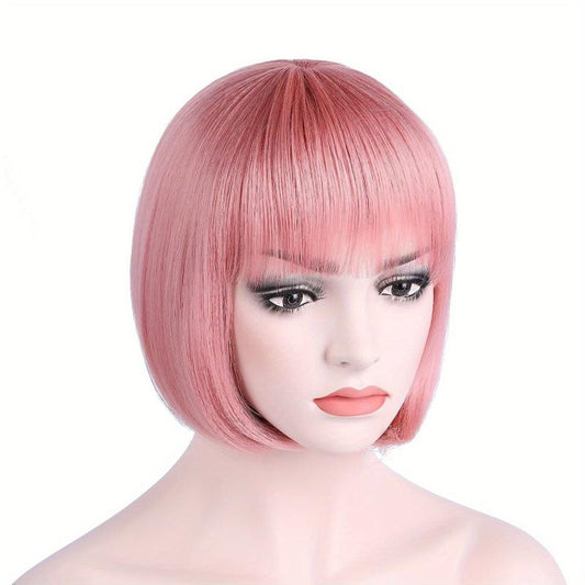 Short Bob Wig Synthetic Wig With Bangs Anime Cosplay for Halloween Party