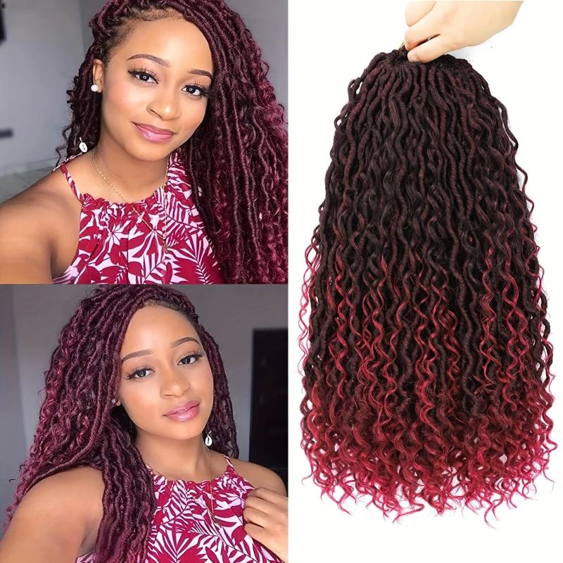 Goddess Locs Crochet Hair Extensions Fauxs Locs Wavy Curly Bohemian Braids