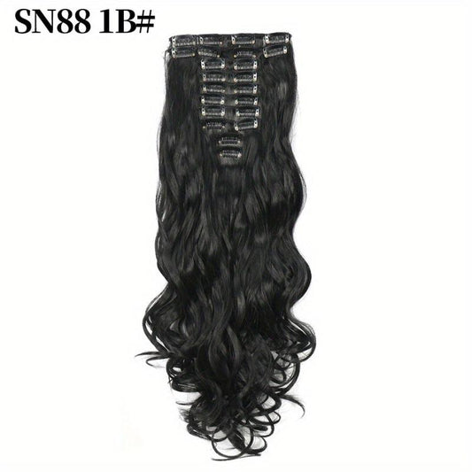 55 88 Cm Long Wavy Hair Extensions Clip In Synthetic Hair Extension