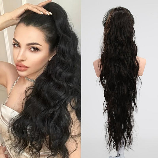 Long Wavy Ponytail Extensions Synthetic Clip In Hair Extensions