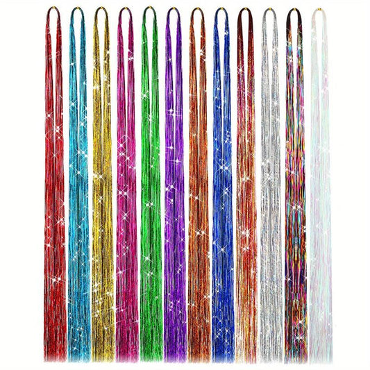 Hair Tinsel Kit With Tool Tinsel Hair Extensions 12 Colors Fairy Hair Tinsel