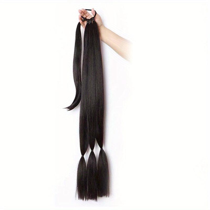 Long Braided Ponytail Extension Straight Wrap Around Ponytail