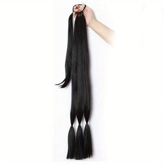 Long Braided Ponytail Extension Straight Wrap Around Ponytail