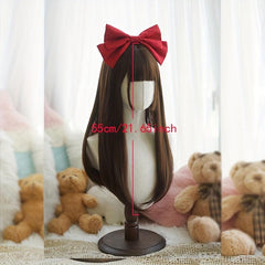 Long Straight Chocolate Brown Wig with Bangs