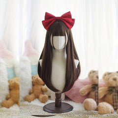 Long Straight Chocolate Brown Wig with Bangs