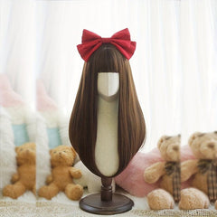 Long Straight Chocolate Brown Wig with Bangs