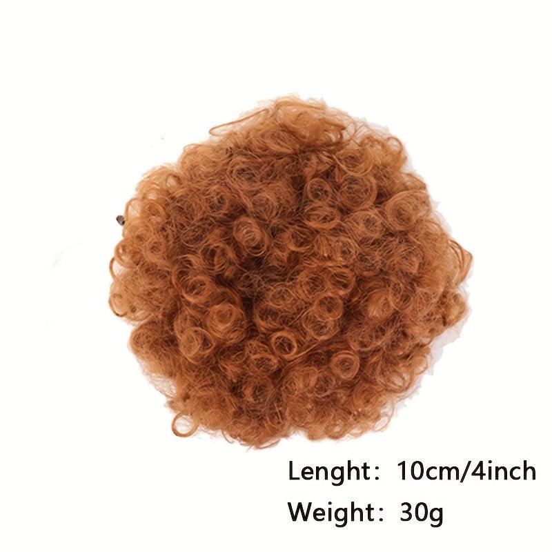 Afro Curly Bun Clip Drawstring Ponytail Wig