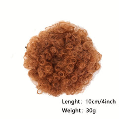 Afro Curly Bun Clip Drawstring Ponytail Wig