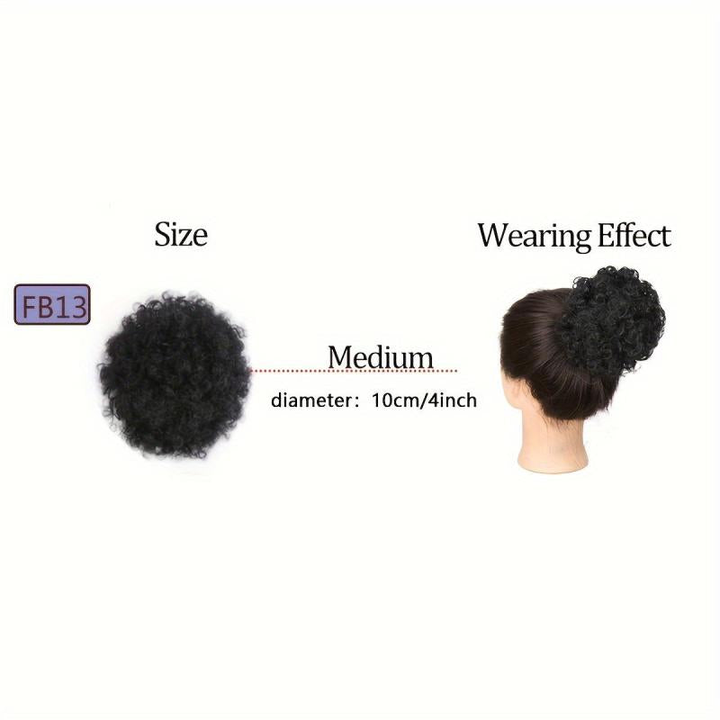 Afro Curly Bun Clip Drawstring Ponytail Wig