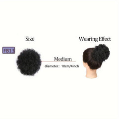 Afro Curly Bun Clip Drawstring Ponytail Wig