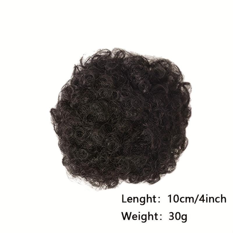 Afro Curly Bun Clip Drawstring Ponytail Wig