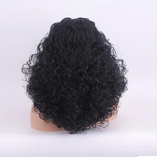 Shoulder Length Afro Curly Wig For Women Natural Looking Synthetic Wigs