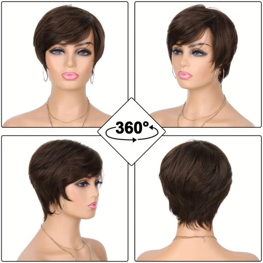 Pixie Cut Wigs for Women Layered Short Straight Synthetic Hair