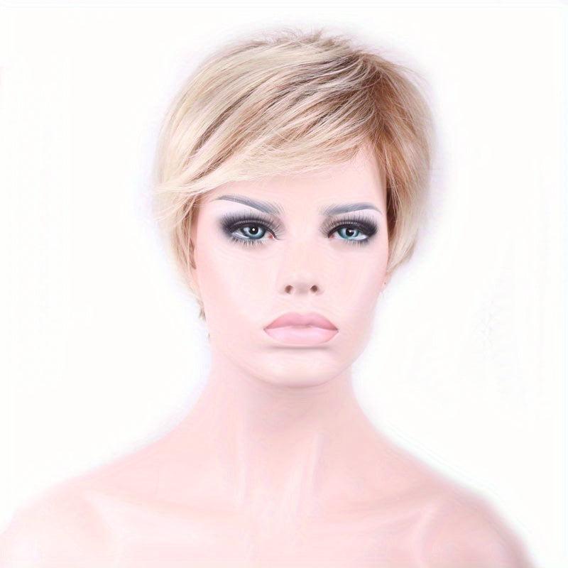 Short Curly Hair Shoulder Length Wig with Side Bangs Synthetic Straight Wig