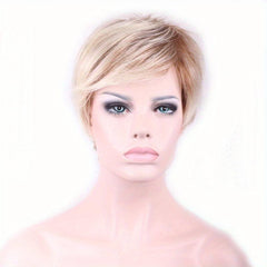 Short Curly Hair Shoulder Length Wig with Side Bangs Synthetic Straight Wig