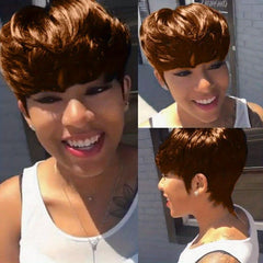 Short Pixie Cut Wigs with Bangs Synthetic Straight Layered Wigs 15-24 cm
