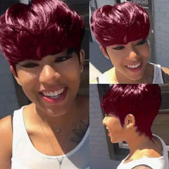 Short Pixie Cut Wigs with Bangs Synthetic Straight Layered Wigs 15-24 cm