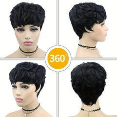 Short Pixie Cut Wigs with Bangs Synthetic Straight Layered Wigs 15-24 cm