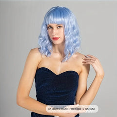 Gemini Synthetic Short Wavy Bob Wig With Bangs