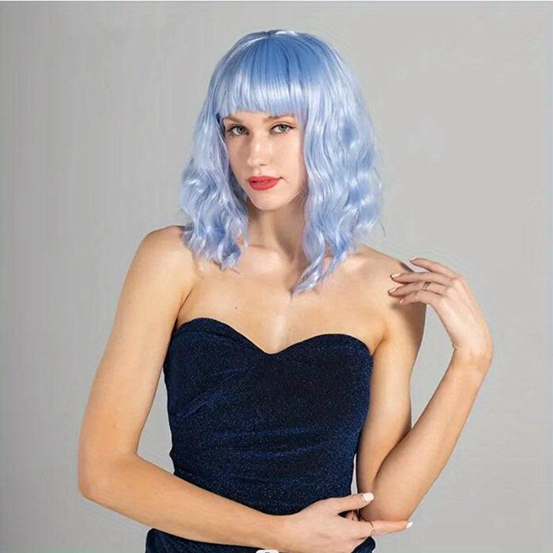 Gemini Synthetic Short Wavy Bob Wig With Bangs