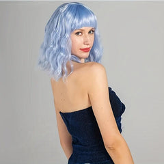 Gemini Synthetic Short Wavy Bob Wig With Bangs