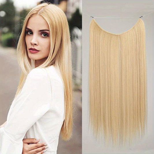 Synthetic Invisible Wire Hair Extensions 55-88 Cm Straight Long Hairpieces