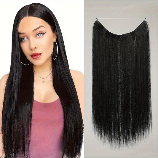 Synthetic Invisible Wire Hair Extensions 55-88 Cm Straight Long Hairpieces