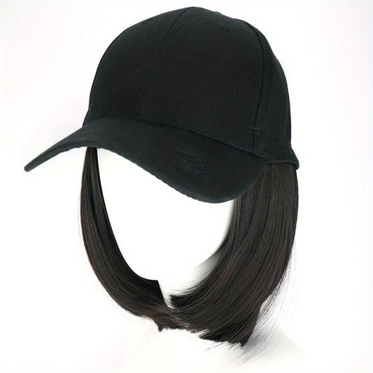 Baseball Cap With 50cm Straight Synthetic Hair Wigs