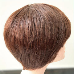 Short Brown Wavy Pixie Wig with Bangs
