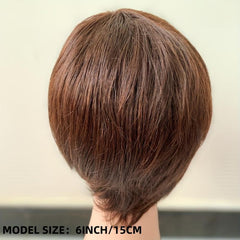 Short Brown Wavy Pixie Wig with Bangs